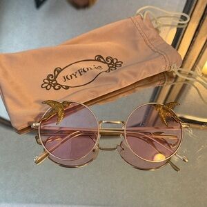 Joyfolie Rose Gold Sunglasses with Bird Detail